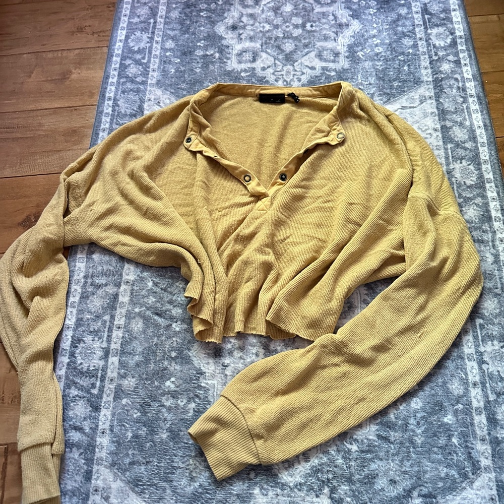 Free people Mustard Knit cropped Top